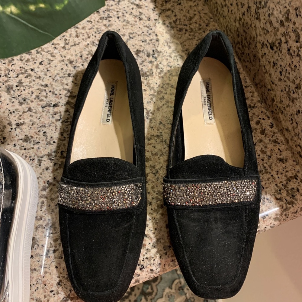 Karl Lagerferld womens embellished loafers